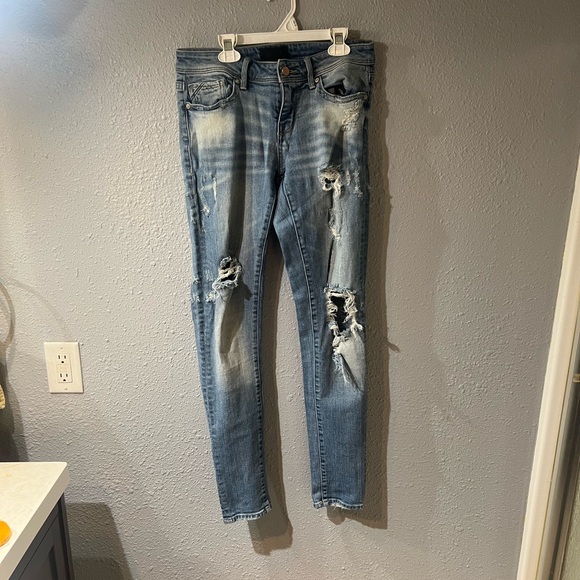 Buckle black distressed skinny jeans - Picture 1 of 8